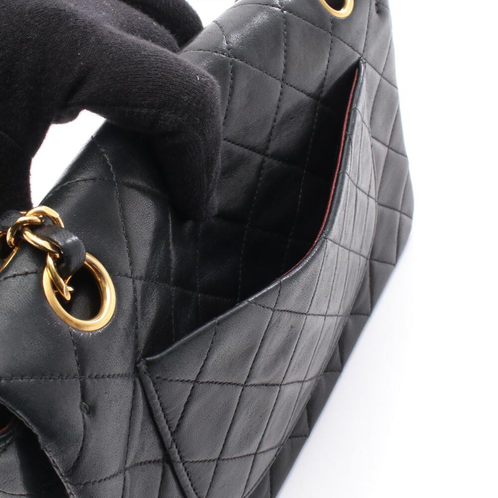 Chanel Matelasse Double Flap Shoulder Bag Lambskin Sheepskin Black - Picture 5 of 8